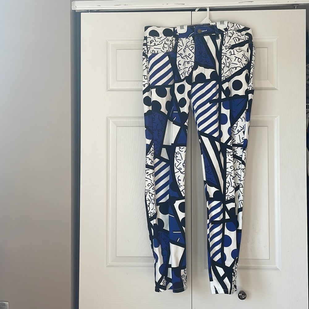 Fashion nova mens 90s patterned multicolor denim jeans size 34